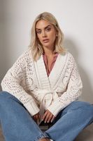 yours cardigan de punto con calados marfil con cinturon mujer curvy y tallas grandes yours