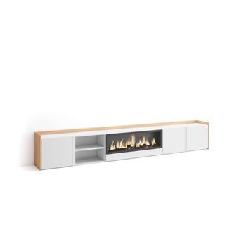 Mueble Tv Trapiche-01 Con Chimenea Eléctrica Y Almacenaje