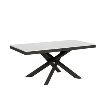 Mesa Extensible 90x180/440 Cm Volantis Evolution Fresno Blanco Estructura Antracita