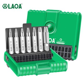 LAOA Juego de extractores de tornillos dañados de 7 piezas, guía Torx de broca, extractor rápido roto, herramienta de extracción de tornillos de perno roto