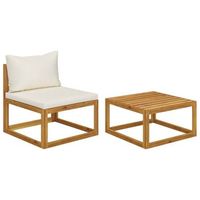 conjunto de sofa de jardin 2 uds  mueble jardin mesa y sillas con cojin madera maciza de acacia cfw519688