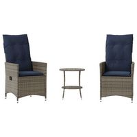 conjunto de bistro de 3 uds con cojines de ratan sintetico gris cfw323139