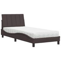 cama individual  cama para adultos  cama con colchon tela marron oscuro 90x200 cm