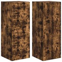 mueble de tv montado en la pared 2 uds roble ahumado vidaxl