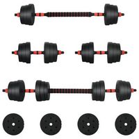 juego de mancuernas 2 en 1 30kg negro y rojo vidaxl