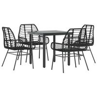 juego de comedor jardin 5 uds ratan sintetico vidrio negro cfw329585