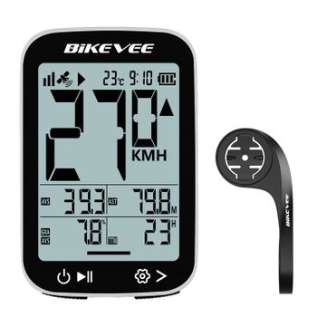 Computadora inalámbrica para bicicleta GPS, velocímetro, odómetro, cronómetro MPH KM/H, arranque/parada/retroiluminación automática, carcasa blanca y negra