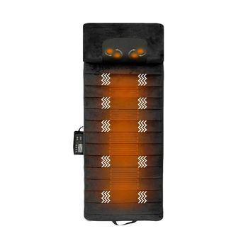 Ecode® Colchoneta De Masaje Con Calor Lumbar Y 10 Motores Vibratorios – Alivia La Tensión En Espalda Y Piernas Con Diseño Plegable Y Modos Personalizables (negro Terciopelo)