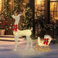 reno con trineo luminoso navideno con 170 led blanco calido outsunny