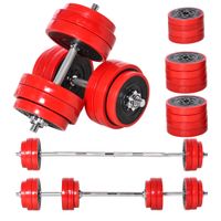 homcom juego de mancuernas 30 kg ajustables 2 en 1 con barras y biela para entrenamiento de fitness levantamiento de pesas gimnasio   aosom espana