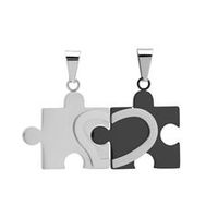 colgante de pareja en forma de puzzle de acero inoxidable pulido