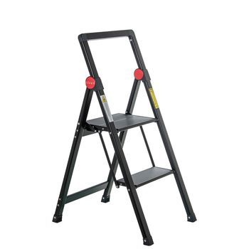 Escalera Aluminio Negro 2 Peldaños  41x48x82,5cm Abierta