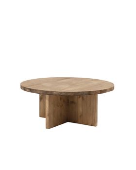 Mesa de centro redonda de madera maciza envejecido de ø60x33,2cm