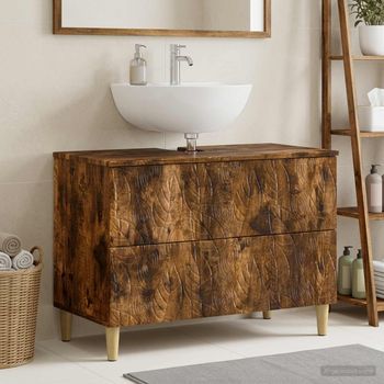 Vidaxl Mueble De Lavabo Para Baño Delft Roble Ahumado 82 X 41 X 59 Cm