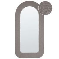 espejo de pared moderno colgante decorativo 60 x 120 cm marco mdf forma rectangular arqueada boucle gris pardo cervon