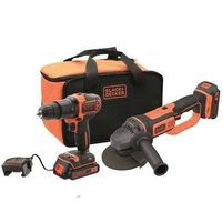 kit taladro percutor 18 v y amoladora 18 v 125 mm con 2 baterias blackdecker
