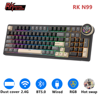 teclado mecanico multifuncion rk royal kludge n99 con pantalla 98 teclas pbt rgb gasket tri-modo para juegos intercambiable en caliente