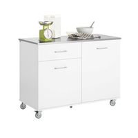 carro de cocina carrito de servir multiusos con 1 cajon y 2 puertas estanteria carrito auxiliar con 4 ruedas blanco 120 x 56 x 90 cm fkw117-w sobuy es