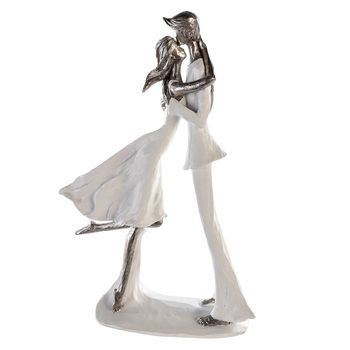Casablanca By Gilde Estatuilla Decorativa Escultura Hold Me Blanco, Plata H. 32 Cm