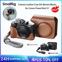 kit de funda de cuero para camara smallrig powershot v1 para canon powershot v1 con muneca stra y parabrisas peludo montaje rapido magnetico
