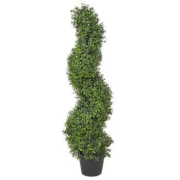 Planta Artificial En Maceta Uso Interior Exterior Decoración De Plástico Maceta Negra 98 Cm Spiral Tree