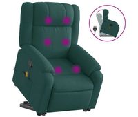 vidaxl silla de masaje reclinable de pie de tela verde oscura