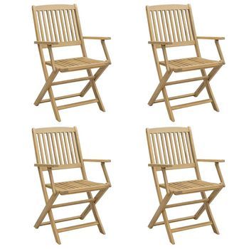 Pack 4 Uds Sillas De Jardín | Silla De Exterior | Sillón Plegables Madera Acacia 57,5x54,5x90 Cm