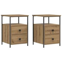 mesitas de noche 2 uds madera roble artisan 34x355x50 cm vidaxl