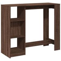 mesa alta  mesa de bar con estante marron roble 124x46x1035 cm