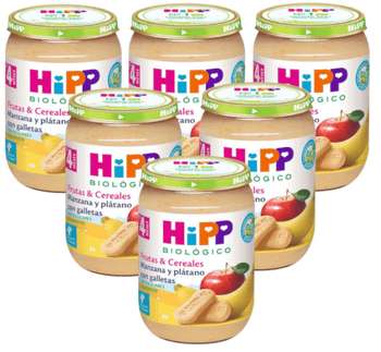 HiPP Tarrito de Manzana y Plátano con Galletas BIO +4m 6x190 gr