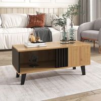 mesa de centro con almacenamiento 100 x 60 x 45 cm madera y negro