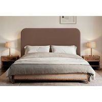 dhome cabecero arcilla curvo con patas tapizado en polipiel 110cm altura 125cm para pared acustico absorbente cama dormitorio arcilla 110cm