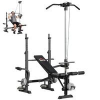bicicletas estaticas rolipo banco de pesas multifuncional ajustable con polea alta respaldo regulable y soporte para discos 180x134x200 cm