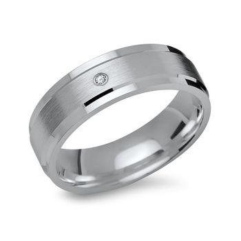 Anillo de plata bordes de circonio pulido mate 6 mm