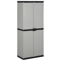 armario de almacenamiento  armario de jardin con 3 estantes gris y negro 68x40x168 cm cfw740275