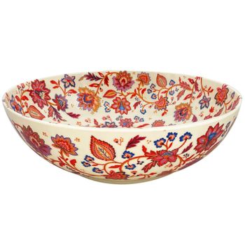 Ensaladera grande de melamina de 31 cm con estampado de flores indias