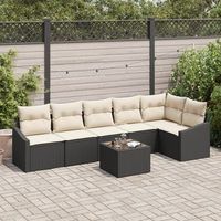 conjunto de sofa de jardin de 6 piezas con cojines marron poliratan v3338 unico  beige