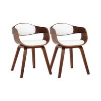 set de 2 sillas con asiento en simil cuero nogalblanco