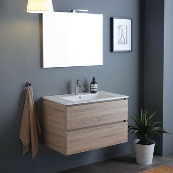 Mueble De Baño Con Cajones En Roble Natural 80 Cm | Berlin