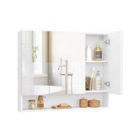 armario de bano con puertas de espejo 165 x 90 x 75 cm 90a cm  blanco nube