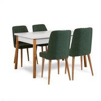 set mesa comedor extensible y sillas 5 piezas santiago pino atlantico blanco verde
