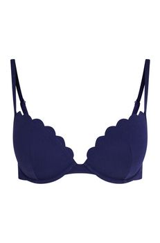 Hunkemöller Top de bikini preformado con efecto realce Scallop Copa A - E Azul