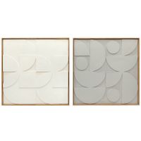 homcom decoracion de pared de madera 3d de  2 piezas con patrones geometricos huecos para salon dormitorio pasillo blanco