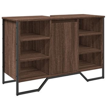 Armario Lavabo Baño | Mueble De Baño Madera Ingeniería Marrón Roble 91x35x60 Cm