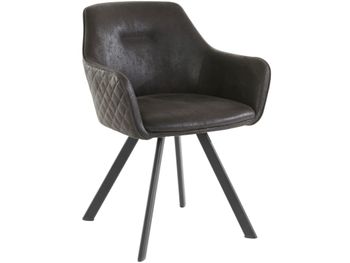 Silla de comedor tapizada en microfibra antracita