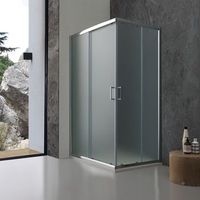 cabina de ducha rectangular 80x120 cm cristal mate y perfiles cromados  giada