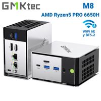 mini pc gmktec m8 con amd ryzen 5 pro 6650h 16gb de ram sin ssd sin so mini computadora de escritorio triple pantalla 4k wifi 52 bt 6e usb-c dp