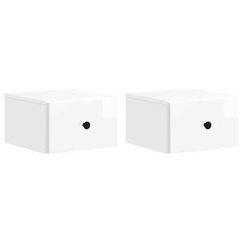 Mesita De Noche De Pared 2 Pcs Brillante 34,5 X 33 X 20 Cm Vidaxl