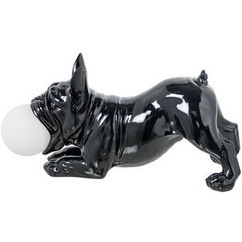 Lampara Sobremesa Resina Perro Negro Brillo, 1xg9 Led Inclui