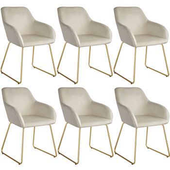 Silla De Comedor Jeane De Terciopelo, Estructura De Patín - Juego De 6 Tectake